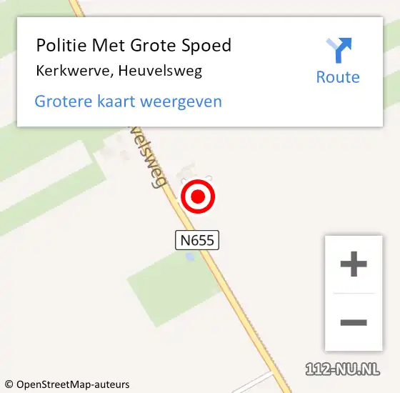 Locatie op kaart van de 112 melding: Politie Met Grote Spoed Naar Kerkwerve, Heuvelsweg op 21 april 2022 21:22