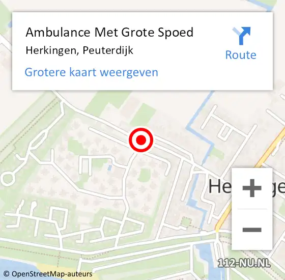 Locatie op kaart van de 112 melding: Ambulance Met Grote Spoed Naar Herkingen, Peuterdijk op 15 juli 2014 08:22