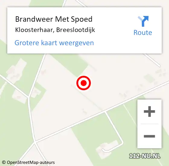 Locatie op kaart van de 112 melding: Brandweer Met Spoed Naar Kloosterhaar, Breeslootdijk op 21 april 2022 22:17