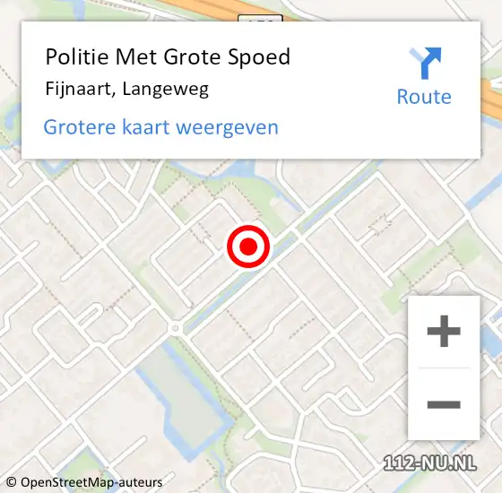 Locatie op kaart van de 112 melding: Politie Met Grote Spoed Naar Fijnaart, Langeweg op 21 april 2022 22:33