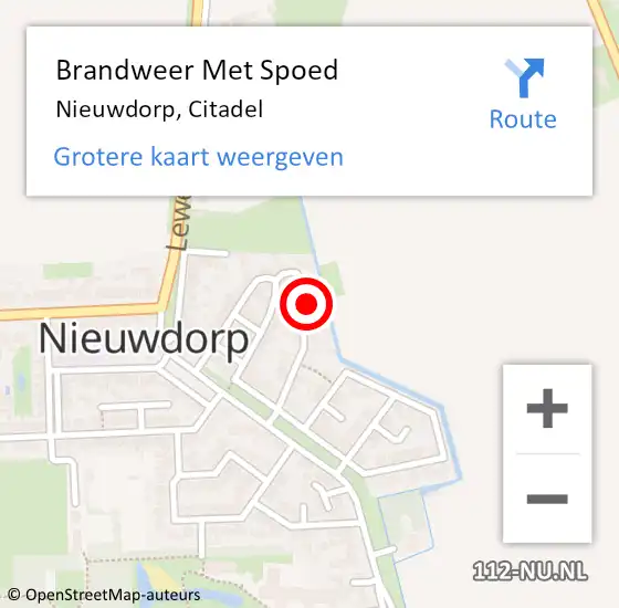 Locatie op kaart van de 112 melding: Brandweer Met Spoed Naar Nieuwdorp, Citadel op 21 april 2022 22:42