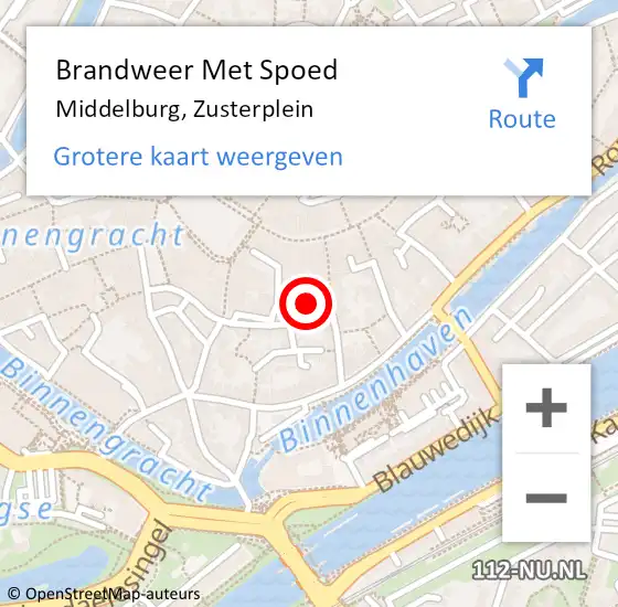 Locatie op kaart van de 112 melding: Brandweer Met Spoed Naar Middelburg, Zusterplein op 21 april 2022 22:52