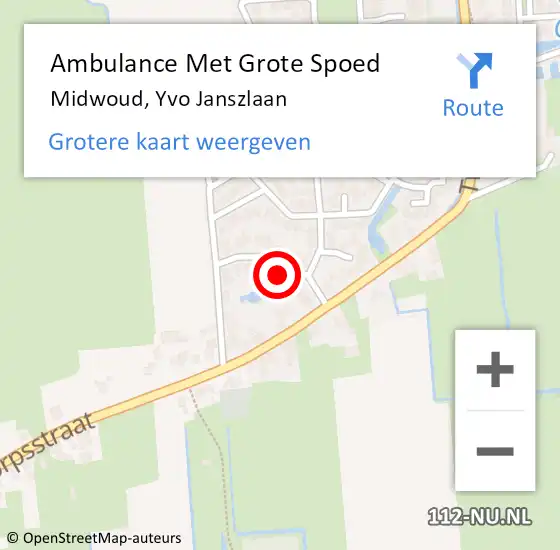 Locatie op kaart van de 112 melding: Ambulance Met Grote Spoed Naar Midwoud, Yvo Janszlaan op 21 april 2022 23:07