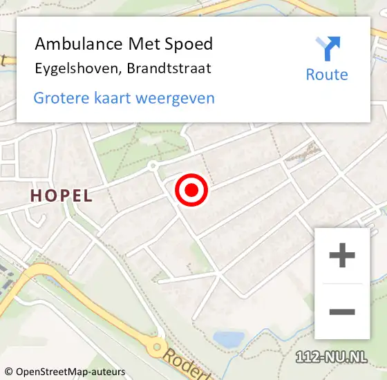 Locatie op kaart van de 112 melding: Ambulance Met Spoed Naar Eygelshoven, Brandtstraat op 15 juli 2014 08:28