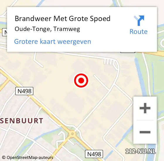 Locatie op kaart van de 112 melding: Brandweer Met Grote Spoed Naar Oude-Tonge, Tramweg op 21 april 2022 23:10