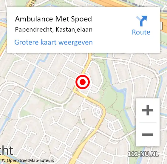 Locatie op kaart van de 112 melding: Ambulance Met Spoed Naar Papendrecht, Kastanjelaan op 21 april 2022 23:12