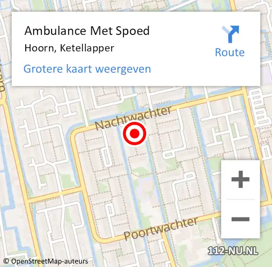 Locatie op kaart van de 112 melding: Ambulance Met Spoed Naar Hoorn, Ketellapper op 21 april 2022 23:42