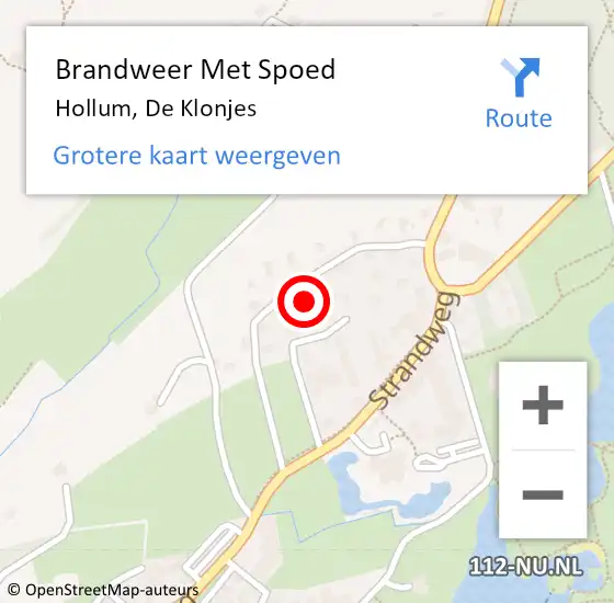 Locatie op kaart van de 112 melding: Brandweer Met Spoed Naar Hollum, De Klonjes op 21 april 2022 23:59