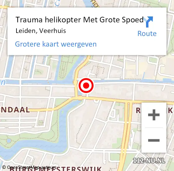 Locatie op kaart van de 112 melding: Trauma helikopter Met Grote Spoed Naar Leiden, Veerhuis op 22 april 2022 00:29