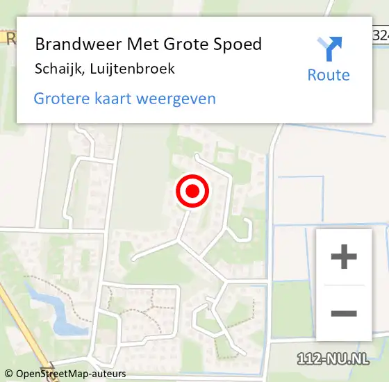 Locatie op kaart van de 112 melding: Brandweer Met Grote Spoed Naar Schaijk, Luijtenbroek op 22 april 2022 02:53