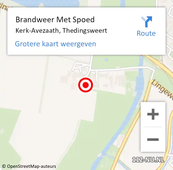 Locatie op kaart van de 112 melding: Brandweer Met Spoed Naar Kerk-Avezaath, Thedingsweert op 22 april 2022 03:30