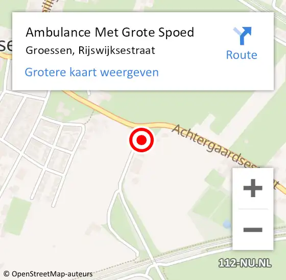 Locatie op kaart van de 112 melding: Ambulance Met Grote Spoed Naar Groessen, Rijswijksestraat op 22 april 2022 03:57