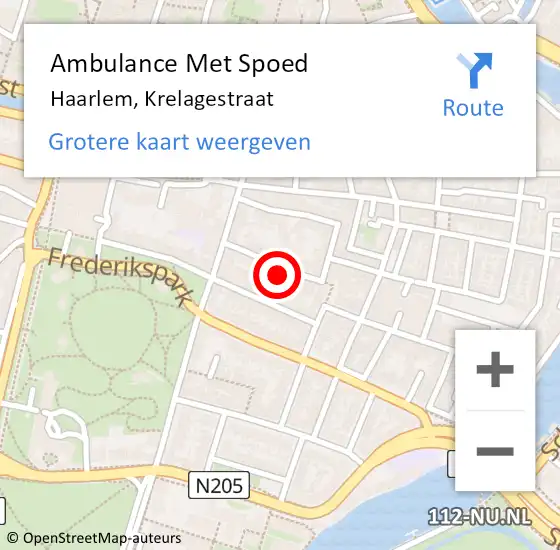 Locatie op kaart van de 112 melding: Ambulance Met Spoed Naar Haarlem, Krelagestraat op 22 april 2022 04:02