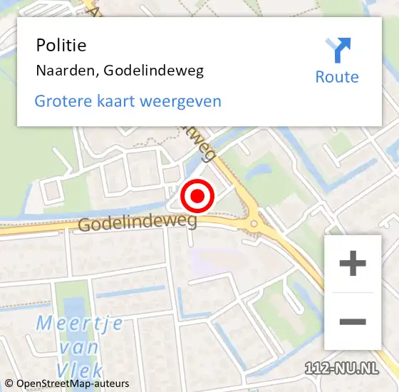 Locatie op kaart van de 112 melding: Politie Naarden, Godelindeweg op 22 april 2022 05:02