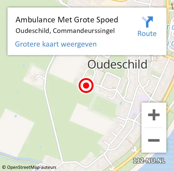 Locatie op kaart van de 112 melding: Ambulance Met Grote Spoed Naar Oudeschild, Commandeurssingel op 22 april 2022 05:44