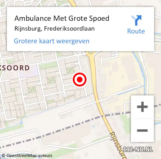 Locatie op kaart van de 112 melding: Ambulance Met Grote Spoed Naar Rijnsburg, Frederiksoordlaan op 22 april 2022 05:47