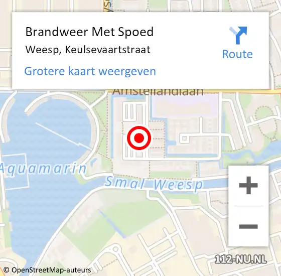 Locatie op kaart van de 112 melding: Brandweer Met Spoed Naar Weesp, Keulsevaartstraat op 22 april 2022 06:34