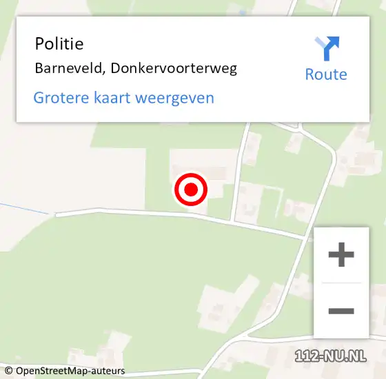 Locatie op kaart van de 112 melding: Politie Barneveld, Donkervoorterweg op 22 april 2022 06:53