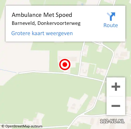 Locatie op kaart van de 112 melding: Ambulance Met Spoed Naar Barneveld, Donkervoorterweg op 22 april 2022 06:55