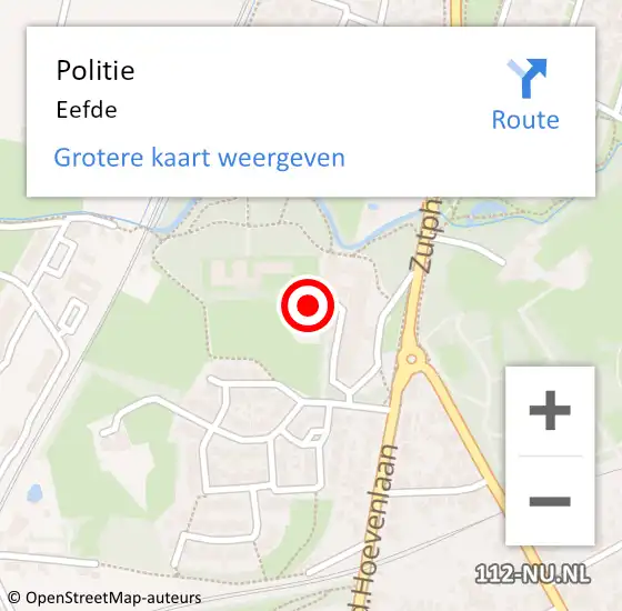 Locatie op kaart van de 112 melding: Politie Eefde op 22 april 2022 07:03