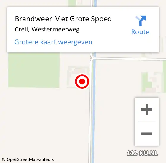 Locatie op kaart van de 112 melding: Brandweer Met Grote Spoed Naar Creil, Westermeerweg op 22 april 2022 07:22