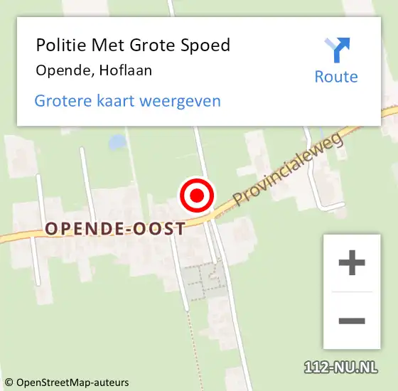Locatie op kaart van de 112 melding: Politie Met Grote Spoed Naar Opende, Hoflaan op 22 april 2022 07:25