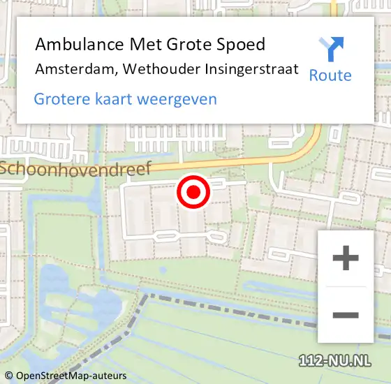 Locatie op kaart van de 112 melding: Ambulance Met Grote Spoed Naar Amsterdam-Zuidoost, Wethouder Insingerstraat op 22 april 2022 08:03