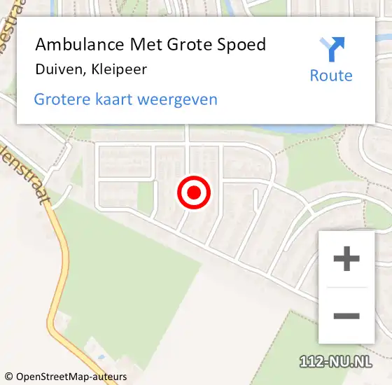 Locatie op kaart van de 112 melding: Ambulance Met Grote Spoed Naar Duiven, Kleipeer op 22 april 2022 08:53