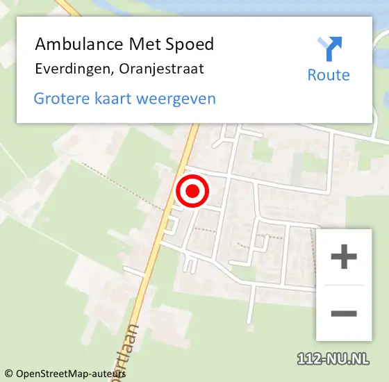 Locatie op kaart van de 112 melding: Ambulance Met Spoed Naar Everdingen, Oranjestraat op 22 april 2022 09:19