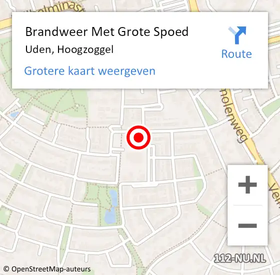 Locatie op kaart van de 112 melding: Brandweer Met Grote Spoed Naar Uden, Hoogzoggel op 22 april 2022 09:19