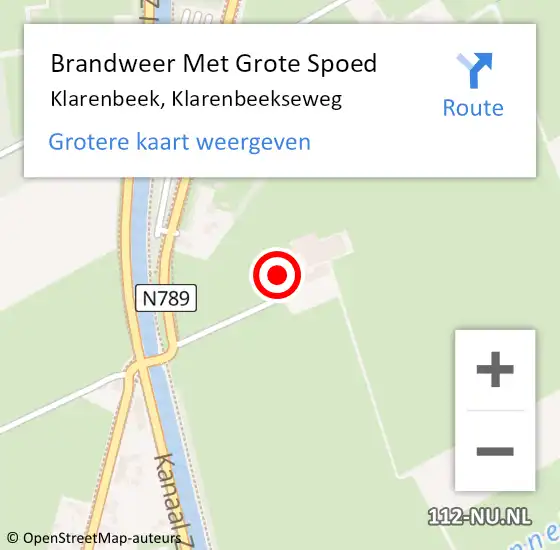 Locatie op kaart van de 112 melding: Brandweer Met Grote Spoed Naar Klarenbeek, Klarenbeekseweg op 22 april 2022 09:34
