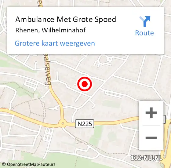 Locatie op kaart van de 112 melding: Ambulance Met Grote Spoed Naar Rhenen, Wilhelminahof op 22 april 2022 09:37