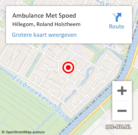 Locatie op kaart van de 112 melding: Ambulance Met Spoed Naar Hillegom, Roland Holstheem op 22 april 2022 09:41