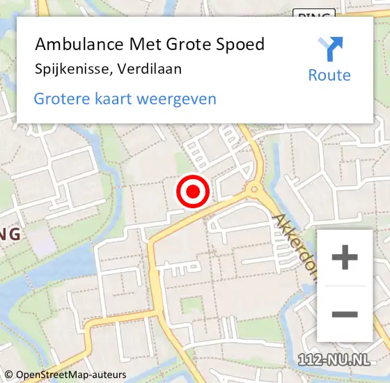 Locatie op kaart van de 112 melding: Ambulance Met Grote Spoed Naar Spijkenisse, Verdilaan op 22 april 2022 10:04
