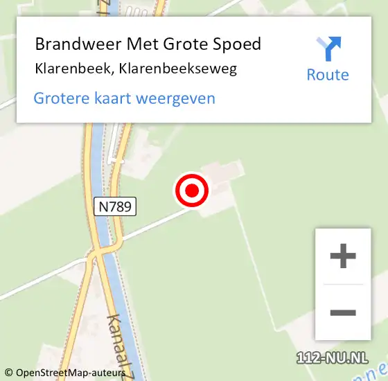 Locatie op kaart van de 112 melding: Brandweer Met Grote Spoed Naar Klarenbeek, Klarenbeekseweg op 22 april 2022 10:05