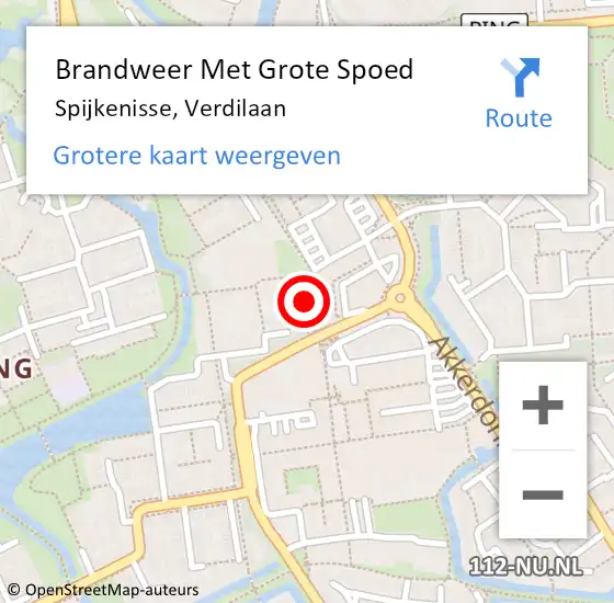 Locatie op kaart van de 112 melding: Brandweer Met Grote Spoed Naar Spijkenisse, Verdilaan op 22 april 2022 10:07