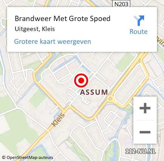 Locatie op kaart van de 112 melding: Brandweer Met Grote Spoed Naar Uitgeest, Kleis op 22 april 2022 10:09