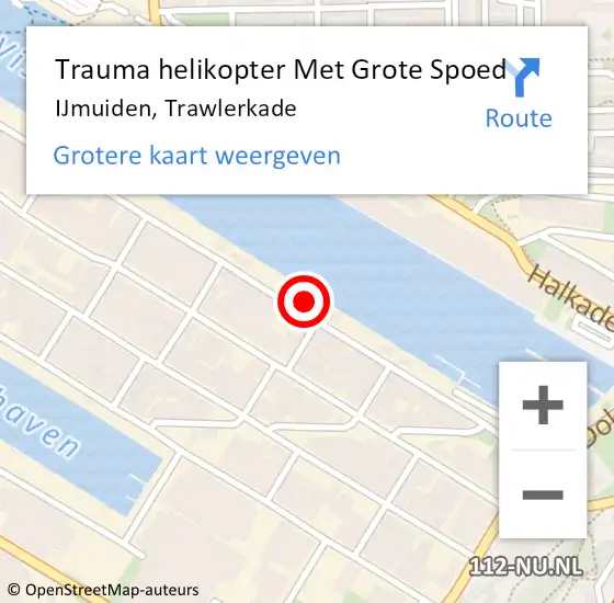 Locatie op kaart van de 112 melding: Trauma helikopter Met Grote Spoed Naar IJmuiden, Trawlerkade op 22 april 2022 10:32