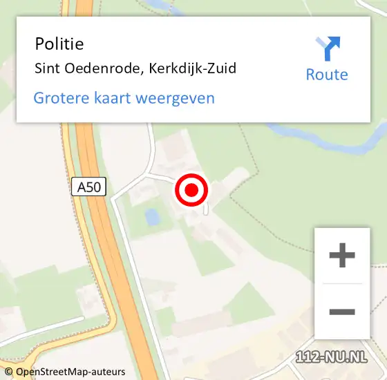 Locatie op kaart van de 112 melding: Politie Sint Oedenrode, Kerkdijk-Zuid op 22 april 2022 10:33