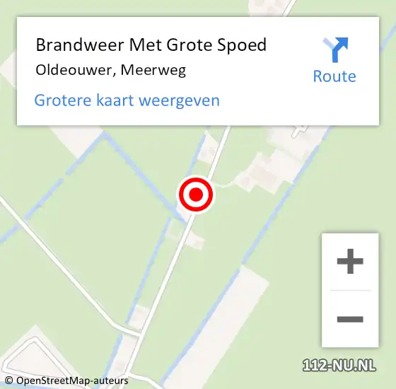 Locatie op kaart van de 112 melding: Brandweer Met Grote Spoed Naar Oldeouwer, Meerweg op 22 april 2022 10:49