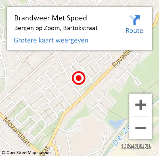 Locatie op kaart van de 112 melding: Brandweer Met Spoed Naar Bergen op Zoom, Bartokstraat op 22 april 2022 10:55