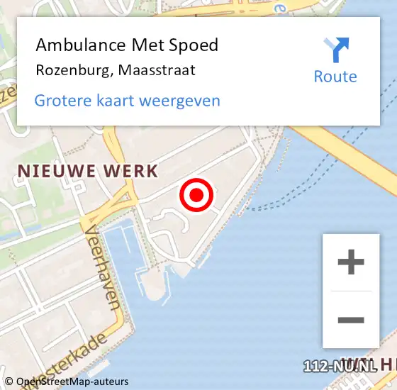 Locatie op kaart van de 112 melding: Ambulance Met Spoed Naar Rozenburg, Maasstraat op 22 april 2022 11:09