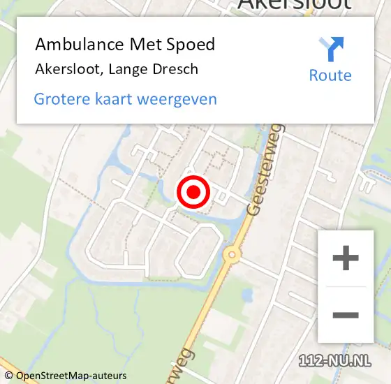 Locatie op kaart van de 112 melding: Ambulance Met Spoed Naar Akersloot, Lange Dresch op 22 april 2022 11:16