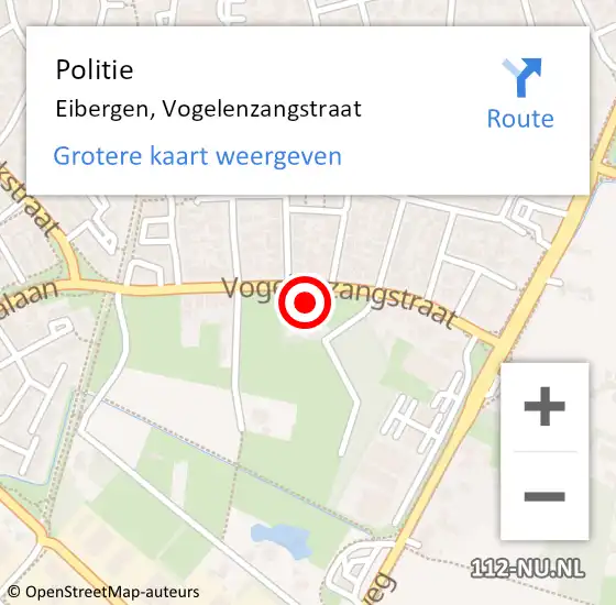 Locatie op kaart van de 112 melding: Politie Eibergen, Vogelenzangstraat op 22 april 2022 11:30