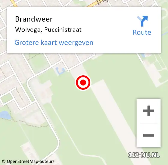 Locatie op kaart van de 112 melding: Brandweer Wolvega, Puccinistraat op 15 juli 2014 09:15