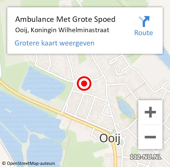 Locatie op kaart van de 112 melding: Ambulance Met Grote Spoed Naar Ooij, Koningin Wilhelminastraat op 22 april 2022 11:47