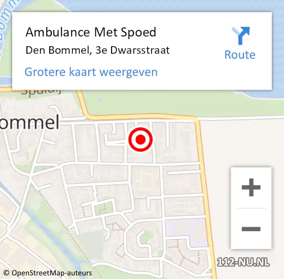 Locatie op kaart van de 112 melding: Ambulance Met Spoed Naar Den Bommel, 3e Dwarsstraat op 22 april 2022 11:55