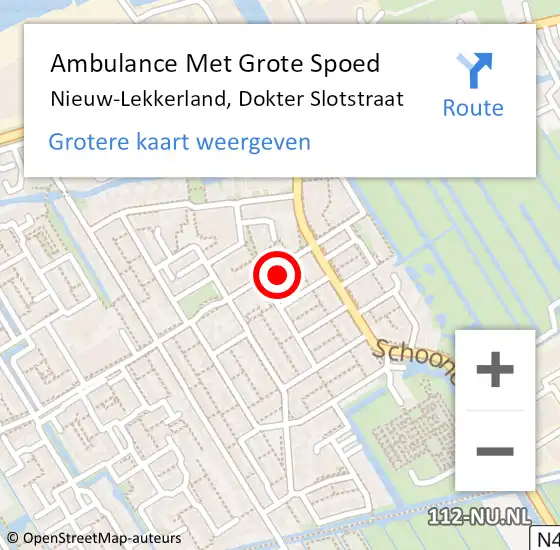 Locatie op kaart van de 112 melding: Ambulance Met Grote Spoed Naar Nieuw-Lekkerland, Dokter Slotstraat op 22 april 2022 11:57