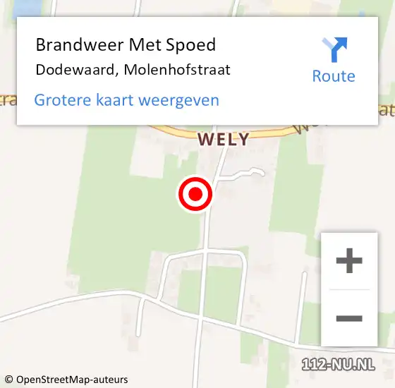 Locatie op kaart van de 112 melding: Brandweer Met Spoed Naar Dodewaard, Molenhofstraat op 22 april 2022 11:58