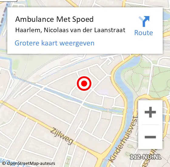 Locatie op kaart van de 112 melding: Ambulance Met Spoed Naar Haarlem, Nicolaas van der Laanstraat op 22 april 2022 12:04